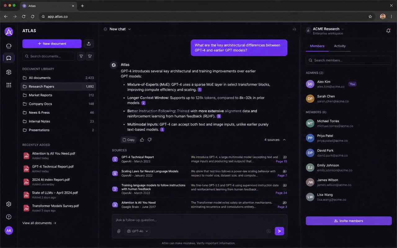 Atlas — AI Research Copilot product screenshot